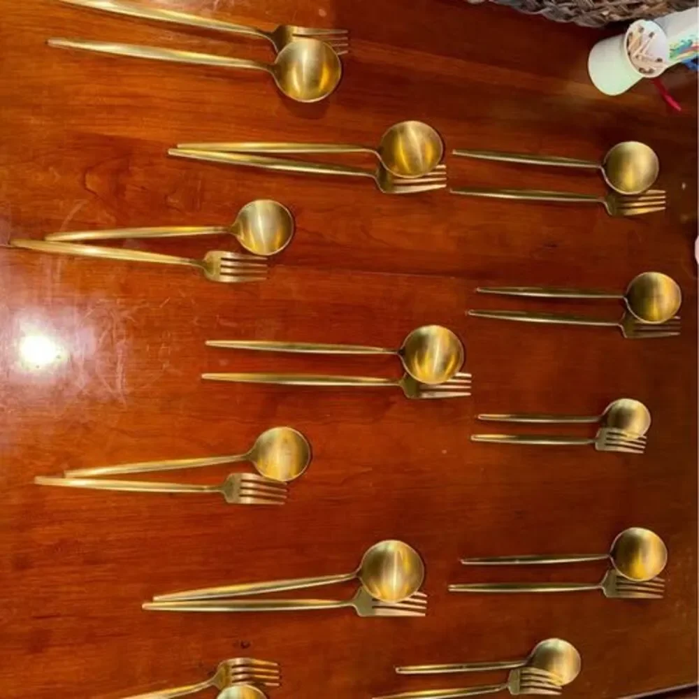33 - Piece, Gold Flatware Set Full service of 5 or Fork and Spoon service of 12